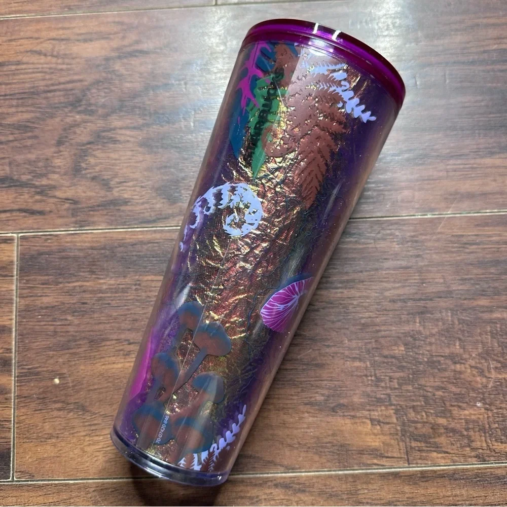 Starbucks 2022 Iridescent Foil Berry Woodland Mushroom Tumbler